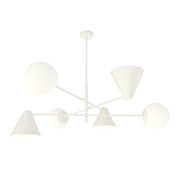 Lampada sospesa bianca HERMES 3 coni vetro 6xE14 Emibig