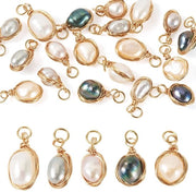 Charms a forma di perla naturale in rilievo per gioielli DIY