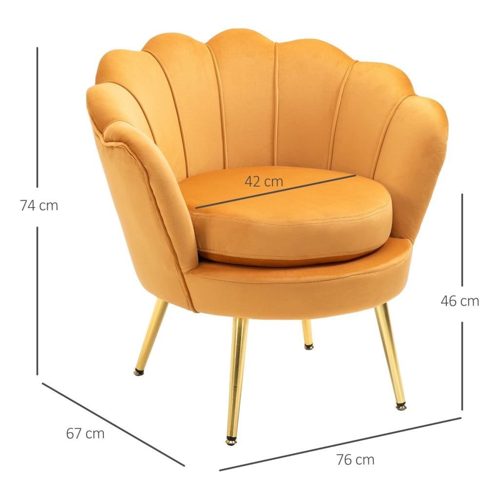 Poltrona Imbottita da Camera 76x67x74 cm in Velluto Giallo
