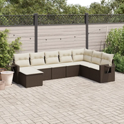 Set Divani da Giardino 8 pz con Cuscini Marrone in Polyrattan 3220562