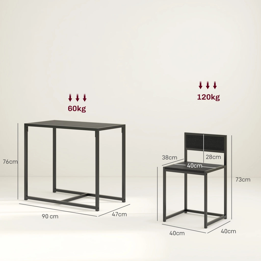 Set tavolo da pranzo con 2 sedie ¨C Xylo ¨C Nero, 3 pezzi per cucina e sala