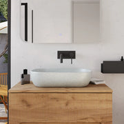Lavabo da appoggio rettangolare in microcemento 53x35x13 cm bianco | Braies