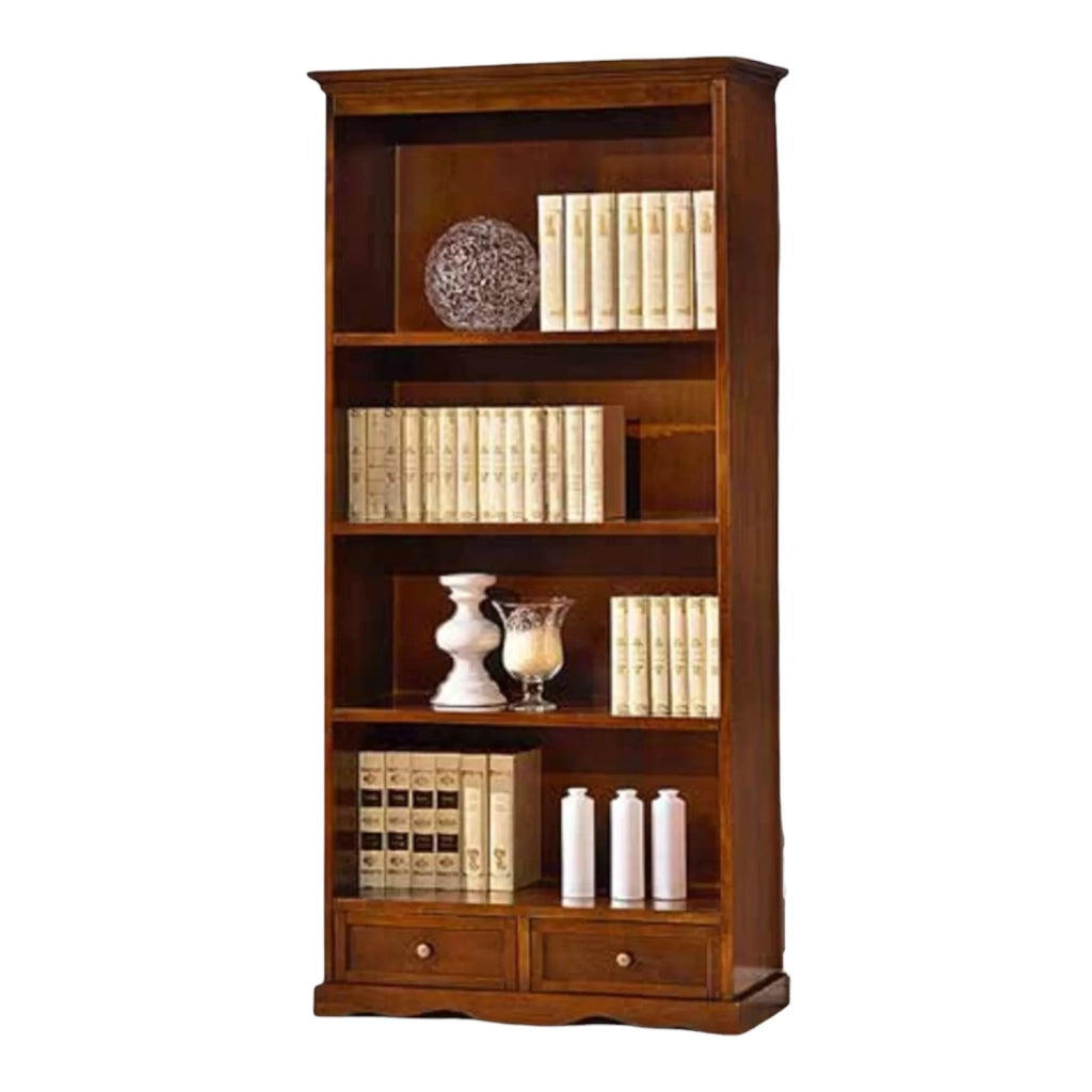 Libreria legno tinta noce arte povera 88x38x188 - Mobili 2G