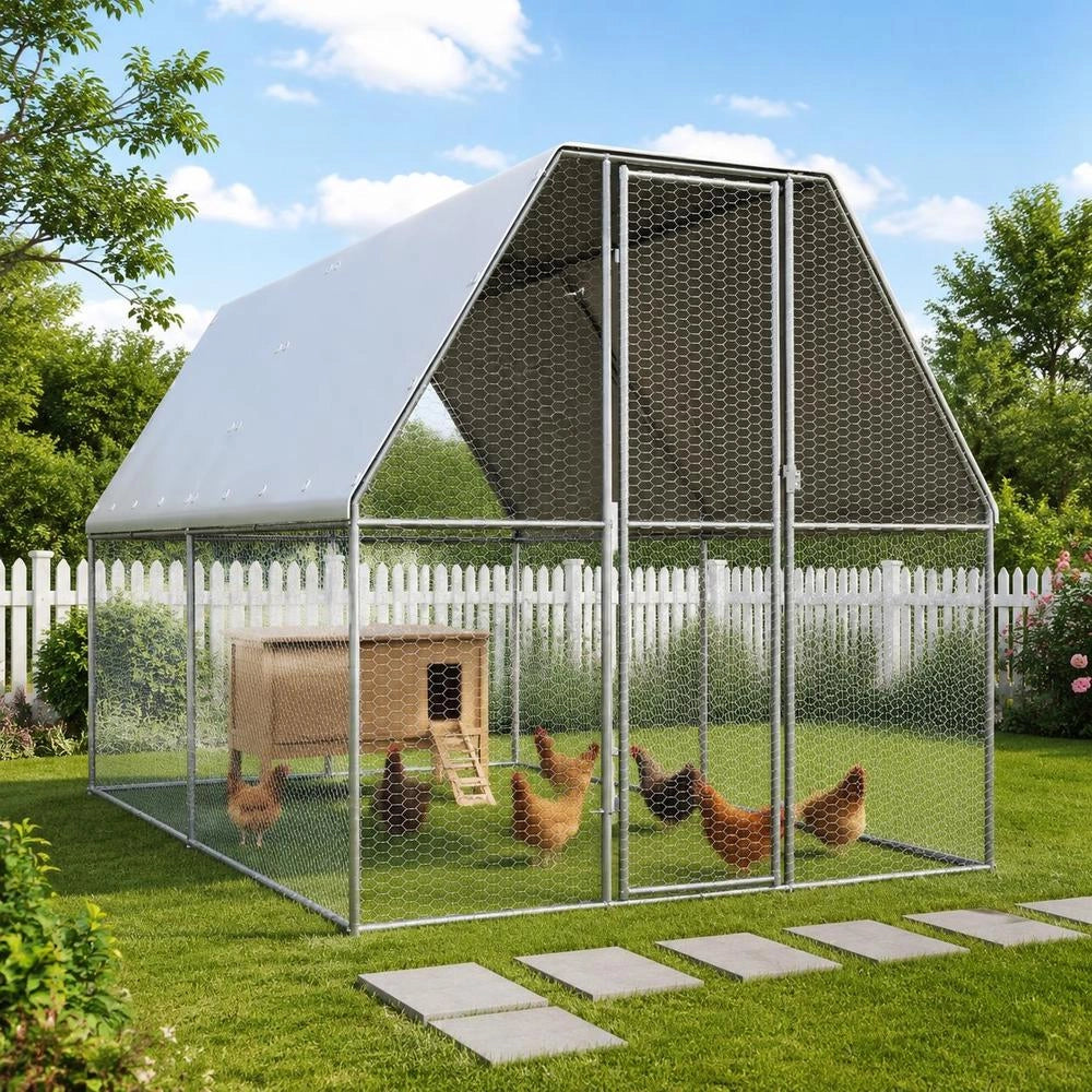 Outdoor Chicken Coop 2x4x2 M Galvanized Steel