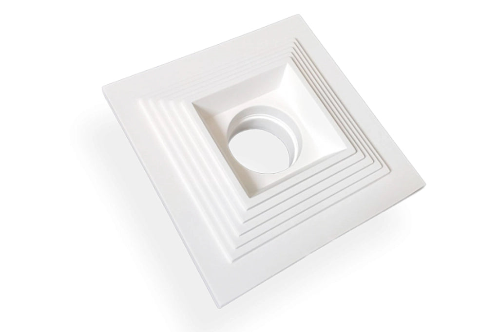 Portafaretto da Incasso in Gesso a Scomparsa Quadrato, Compatibile con Lampadine GU10, Foro Incasso 125x125mm, Design Moderno per Illuminazione Interni