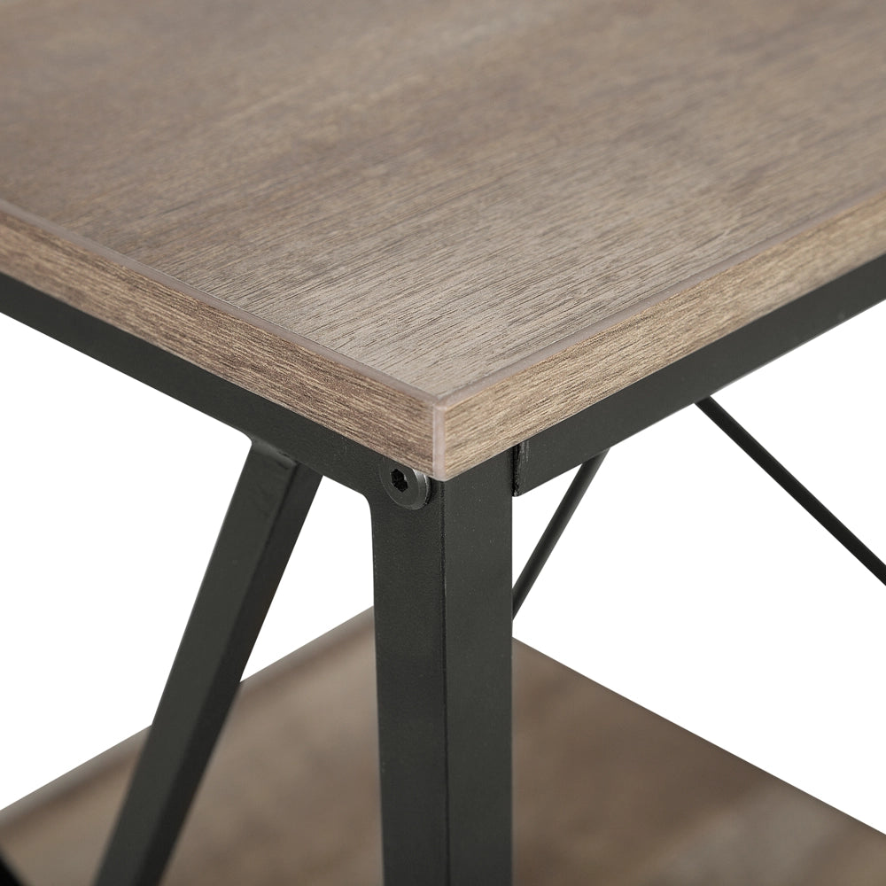Tavolino Piano in Legno Scuro Struttura in Metallo Nero 56 x 56 cm Quadrato Moderno Soggiorno Industriale
