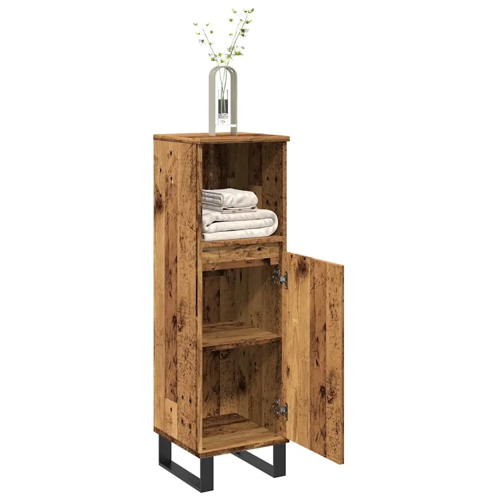 vidaXL Armadietto da Bagno Legno Antico 30x30x100 cm in Truciolato