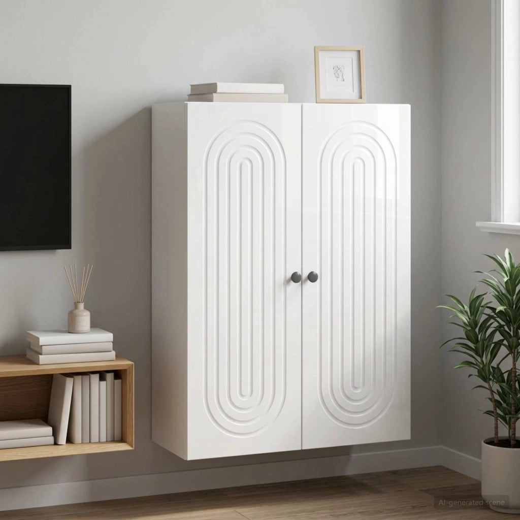 Mobiletto a muro Bianco Lucido 66 x 34,5 x 90 cm 898059