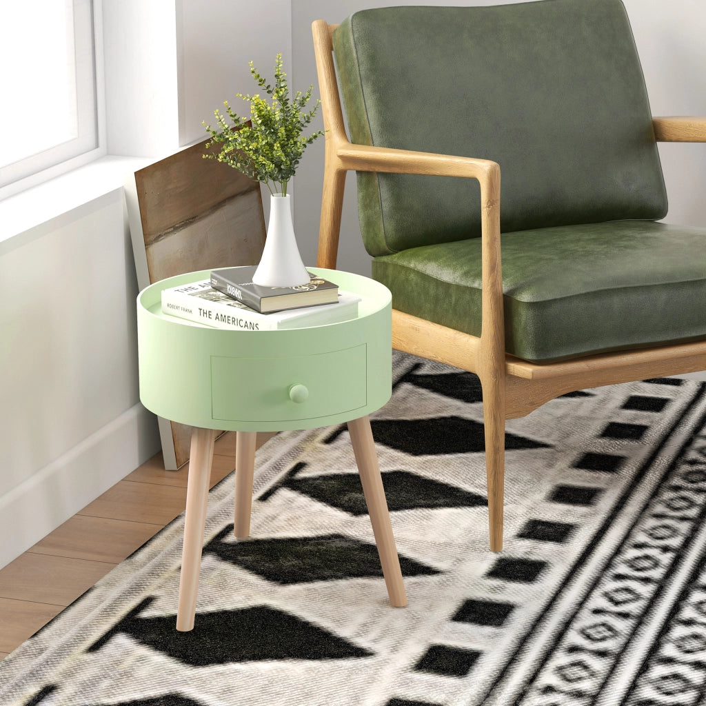 Tavolino rotondo con cassetto ¨C zephmum ¨C design scandinavo gambe effilate