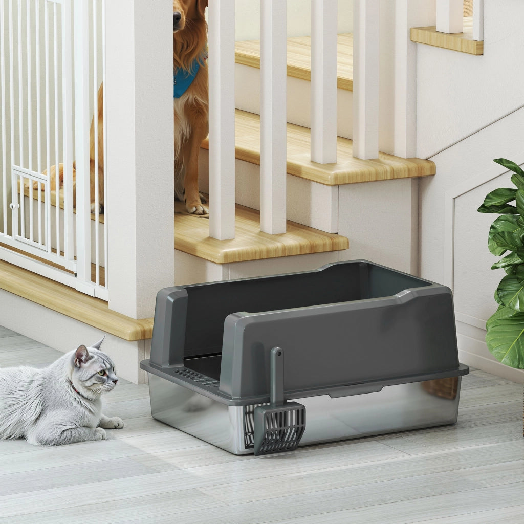 Casetta igienica per gatti in acciaio ¨C zephmum ¨C grigio 71x50,8x35,5 cm
