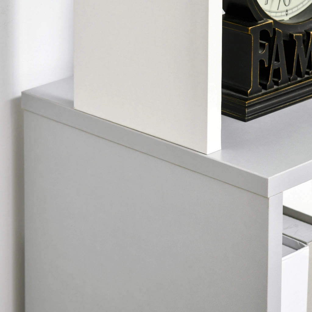 Libreria a S con 5 Ripiani per Libri ¨C zephmum ¨C 33x28x161 cm Bianco Grigio