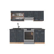 Vicco Mobile da cucina Calcestruzzo nero/quercia dorata 200 cm PL Antracite