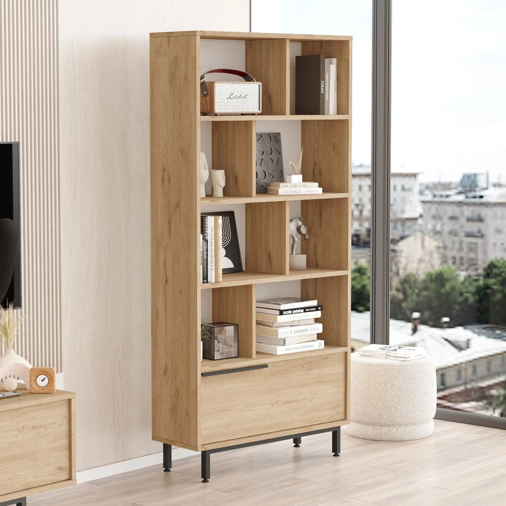Libreria in legno "Calvin" 83,9 x 29,5 x 175,6 cm - Noce