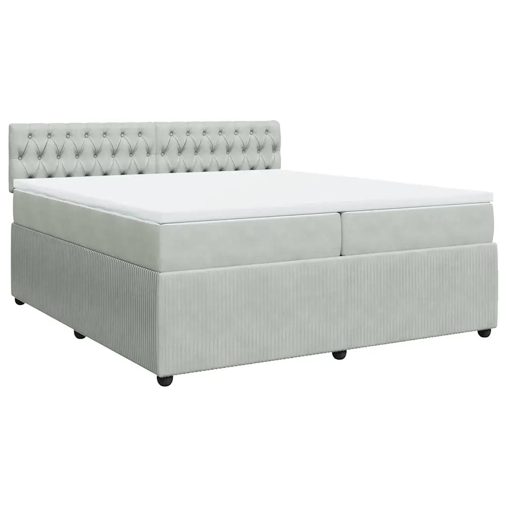 Giroletto a Molle con Materasso Grigio Chiaro 200x200cm Velluto