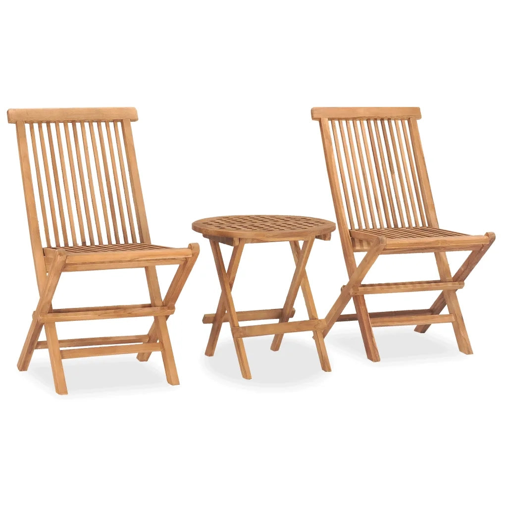 Set da Pranzo Giardino Pieghevole 3 pz Cuscino Massello di Teak 3063186