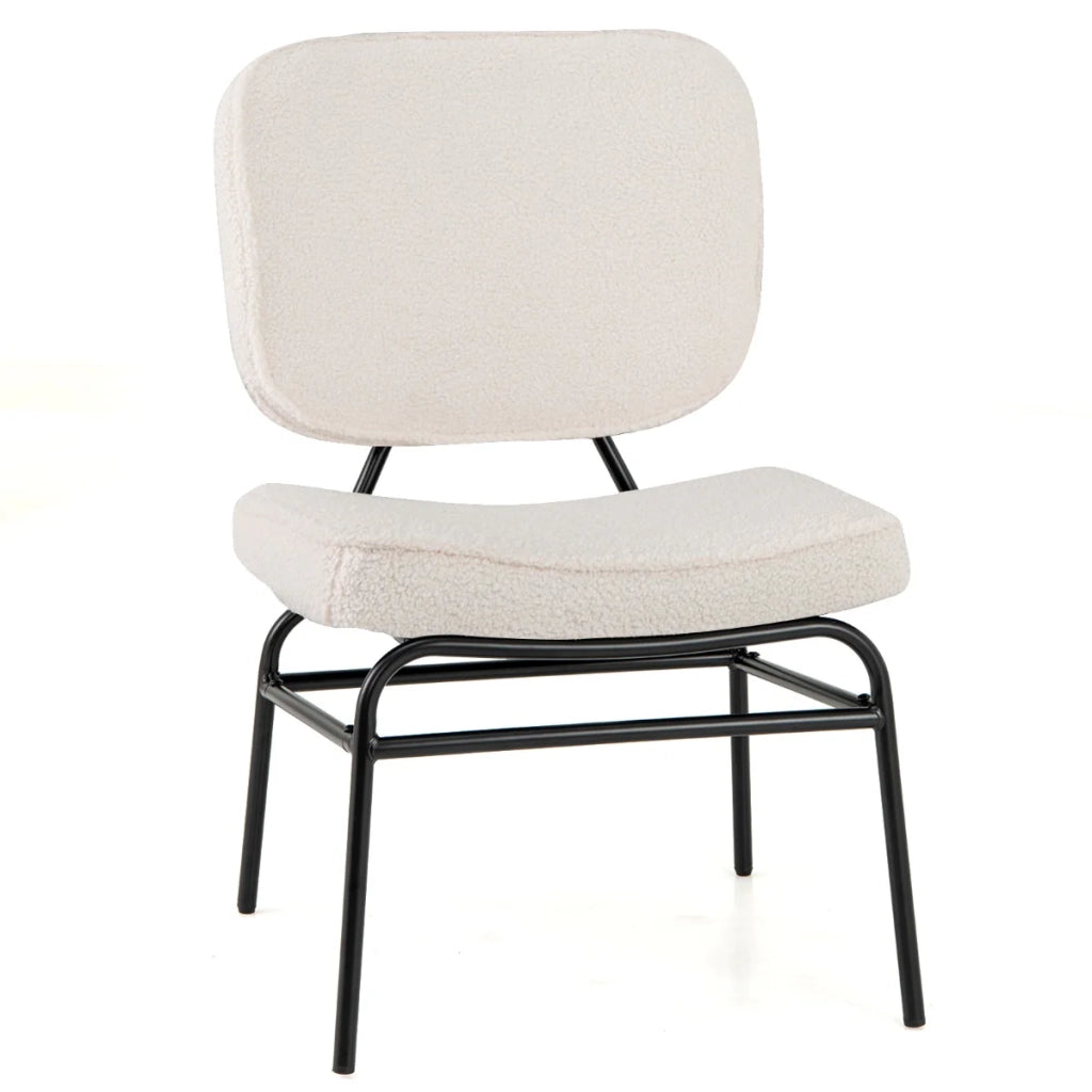 Poltrona decorativa per sala lettura 55 x 56 x 87 cm comfort lussuoso design moderno in tessuto sherpa beige 20_0012073