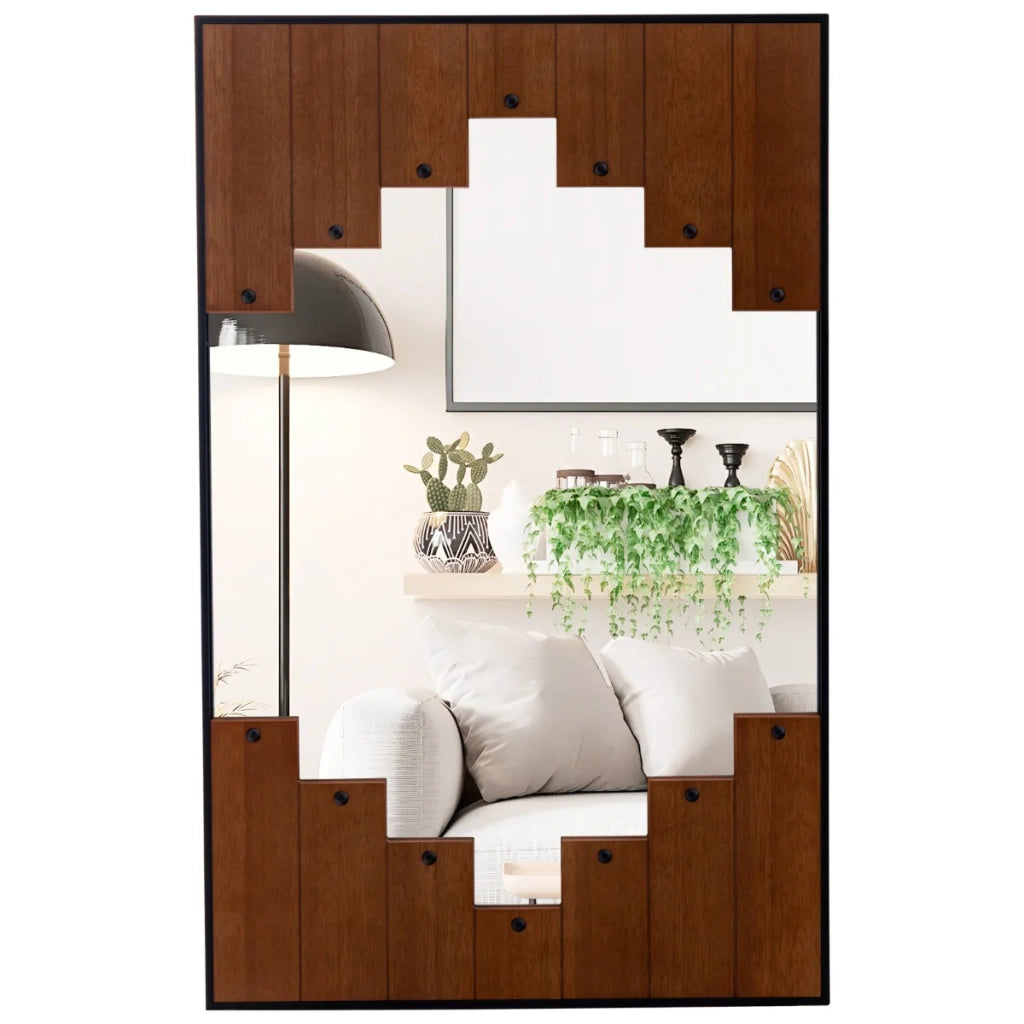 Specchio da parete rettangolare 100 x 66 cm con riflessi chiari atmosfera accogliente stile rustico in MDF nero 20_0020037