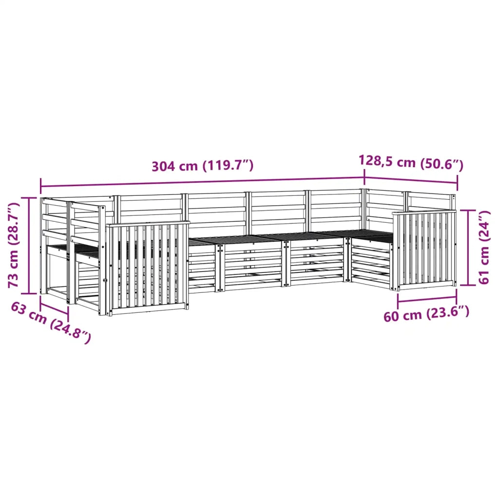 Set di divani da esterno 7 pcs Bianco 304 x 128,5 x 73 cm 3392429