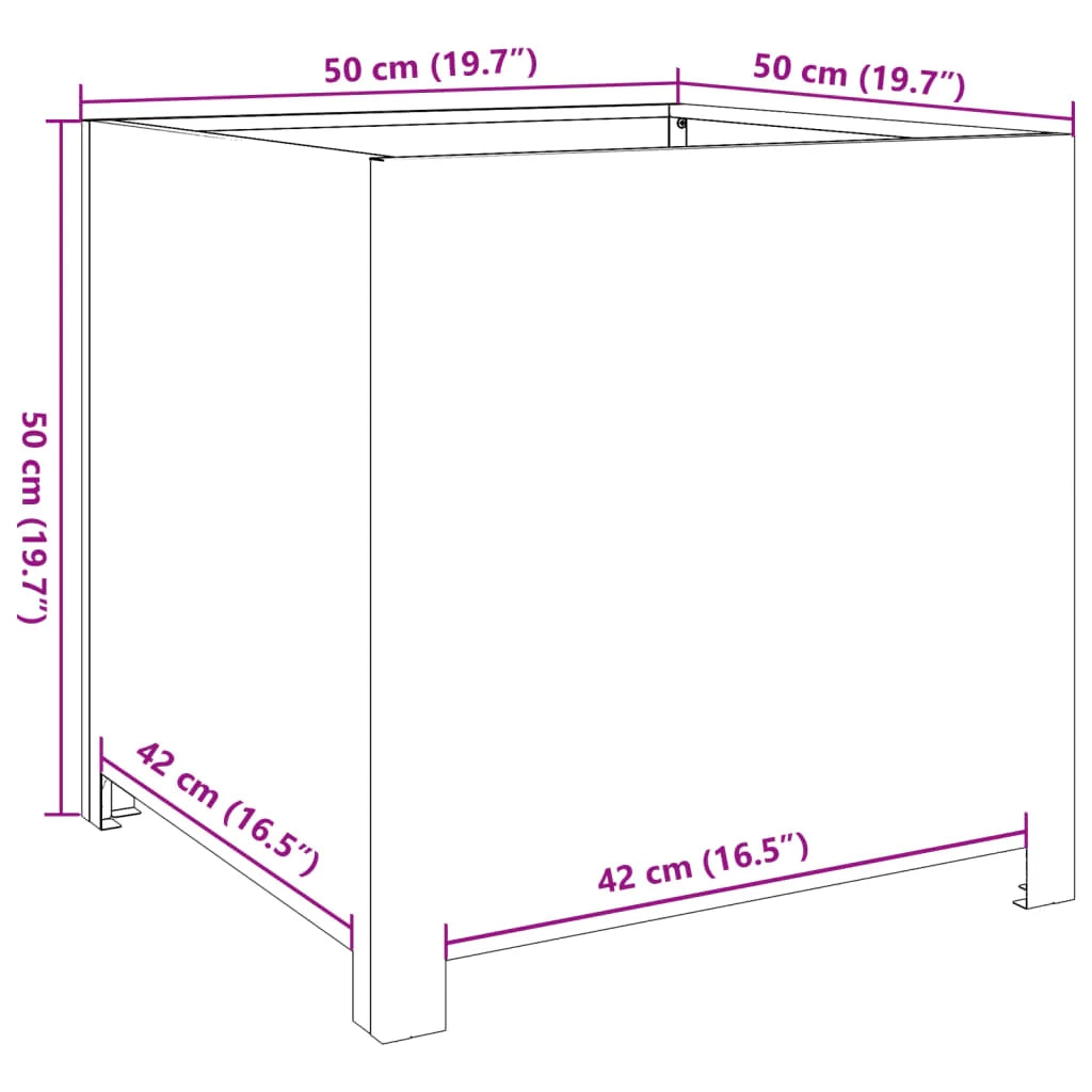 Fioriera rialzata per piante fiori terrazza giardino 50 x 50 x 50 cm acciaio bianco 02_0037653