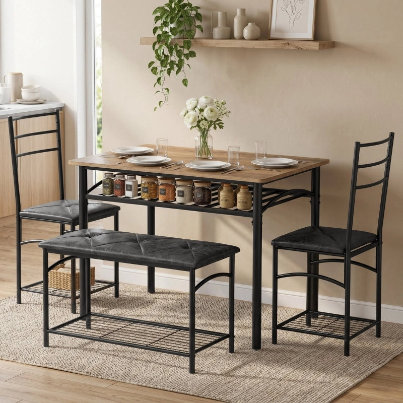 TAVOLO DA PRANZO Set da 4 pezzi 100x60 cm Effetto legno Marrone/Nero