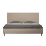 Letto matrimoniale king size contenitore imbottito 200x200 similpelle tortora Focus