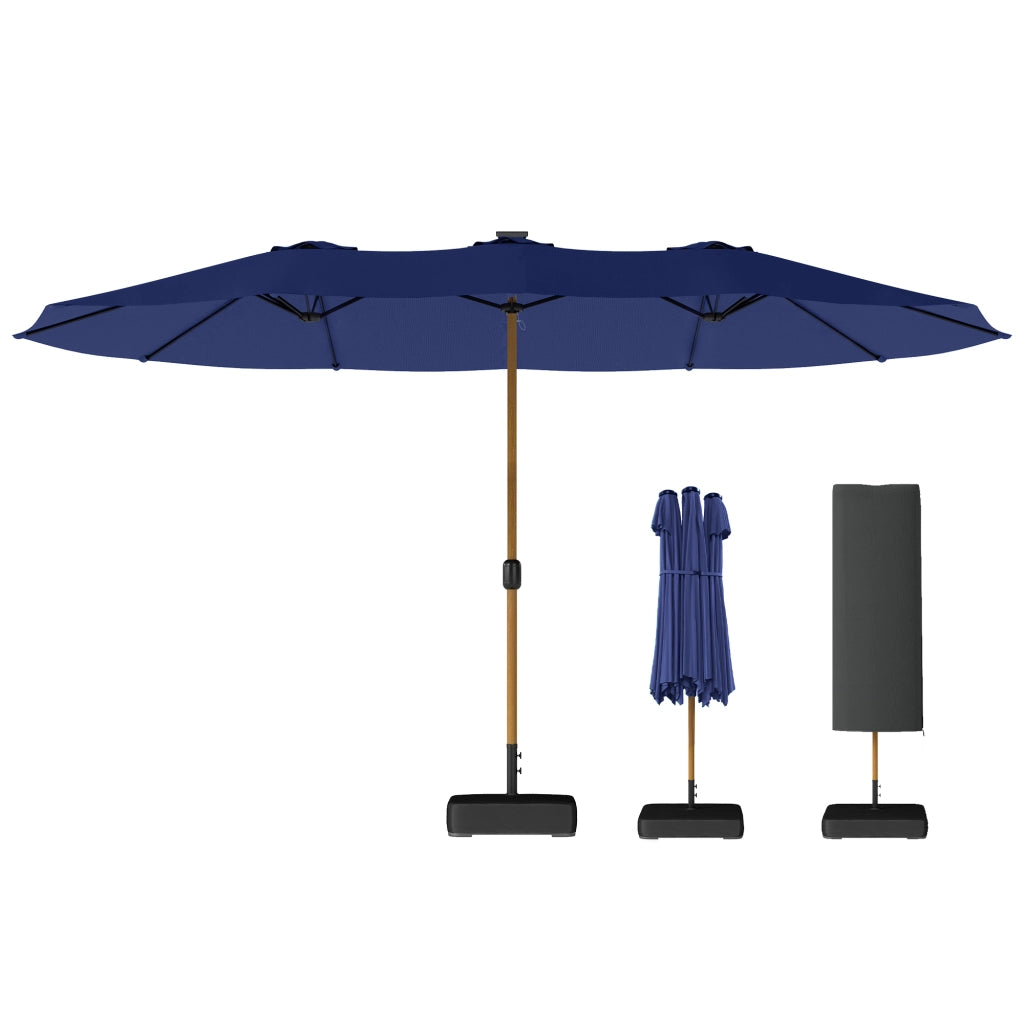 Ombrellone da Giardino Doppio 4,7x2,8 m con Base ¨C zephmum ¨C Blu Scuro Impermeabile UV