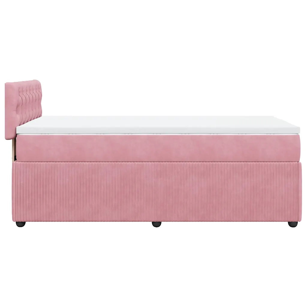 Giroletto a Molle con Materasso Rosa 80x200 cm in Velluto 3289901