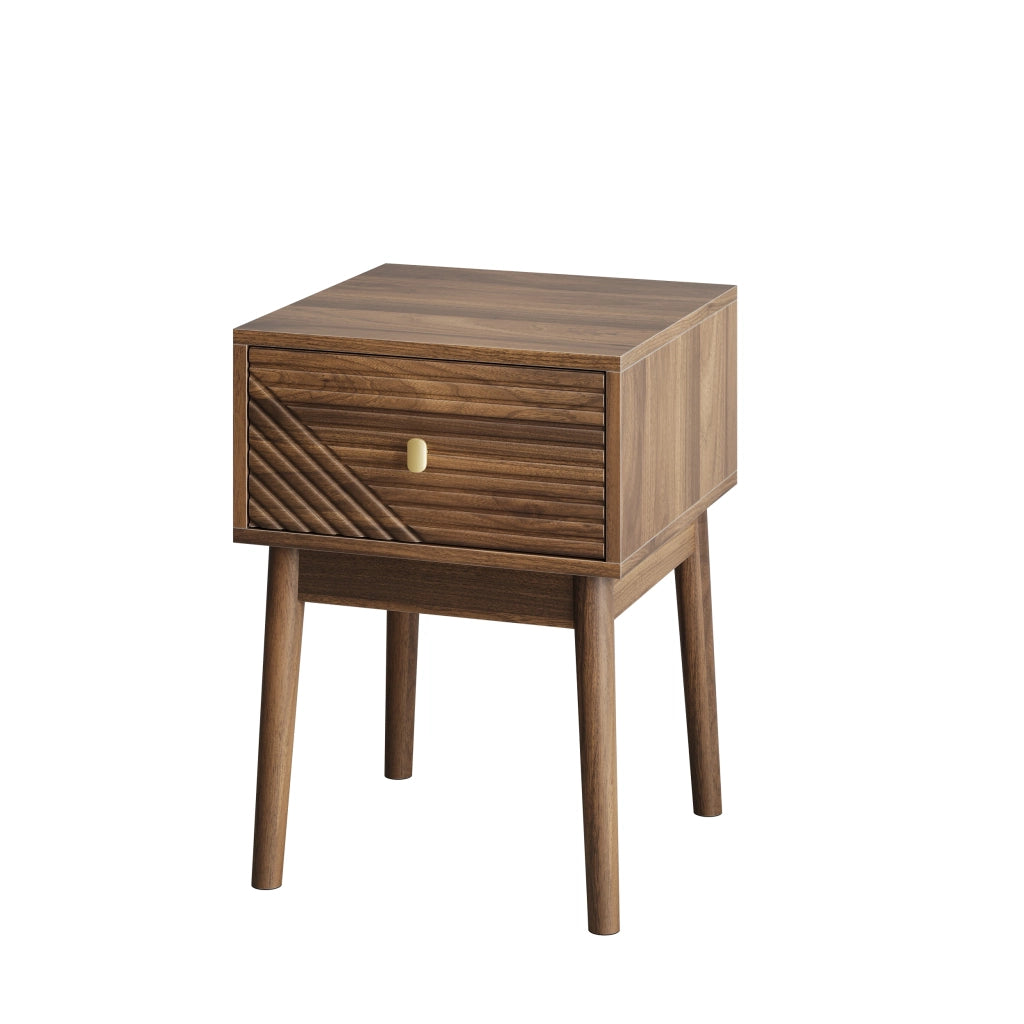 Comodino moderno in noce con 2 cassetti, 40 x 40 x 55 cm