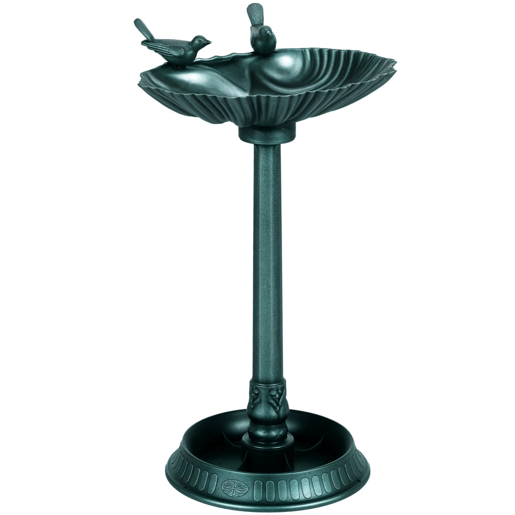 Vasca per Uccelli con Statue ¨C zephmum ¨C 2 Vasche Plastica Verde Scuro 49.5x38x81 cm