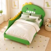 Letto singolo per bambini dinosauro verde 90x200 cm