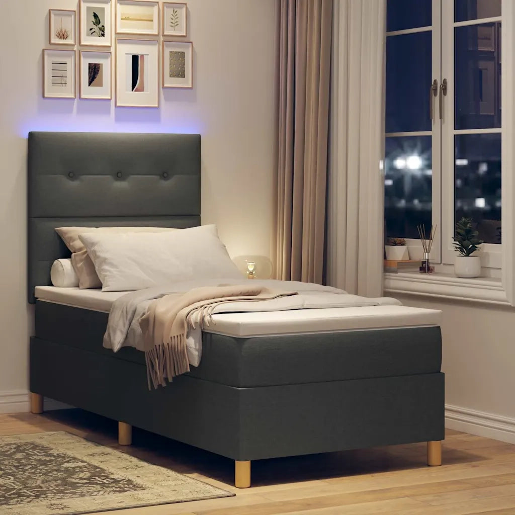 Letto a Sorgente LED Grigio scuro 90 x 200 cm Tessuto 3343069