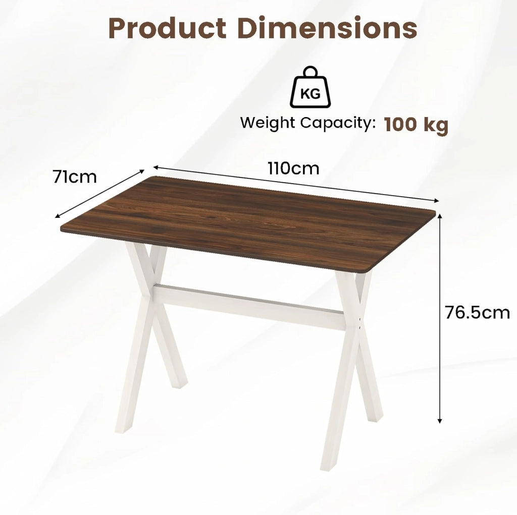 Tavolo da pranzo in legno, rettangolare, tavolo da pranzo per 2-4 persone, tavolo da pranzo in legno con inserti in legno a forma di X, tavolo da pranzo, moderno consolle per cucina, soggiorno