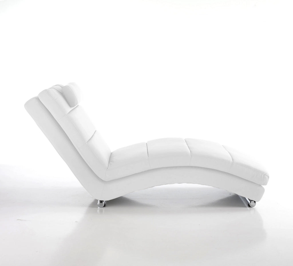 Chaise longue in pelle sintetica bianca cm H.85xL.62xP.172