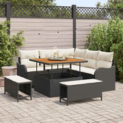 Set Divano da Giardino con cuscino 8 pcs Nero polyrattan