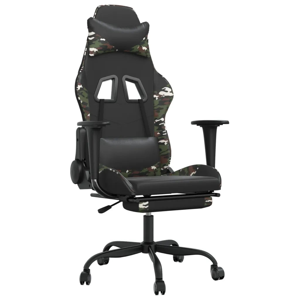 Sedia da Gaming | Sedia da e-sports con Poggiapiedi Nero e Mimetico in Similpelle