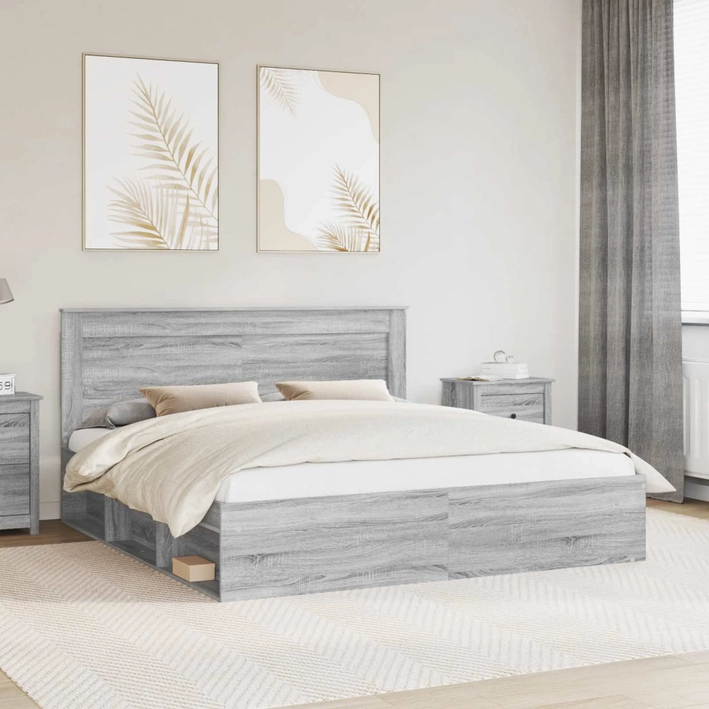 Struttura del letto Grigio Sonoma 200 x 200 cm Pino massello
