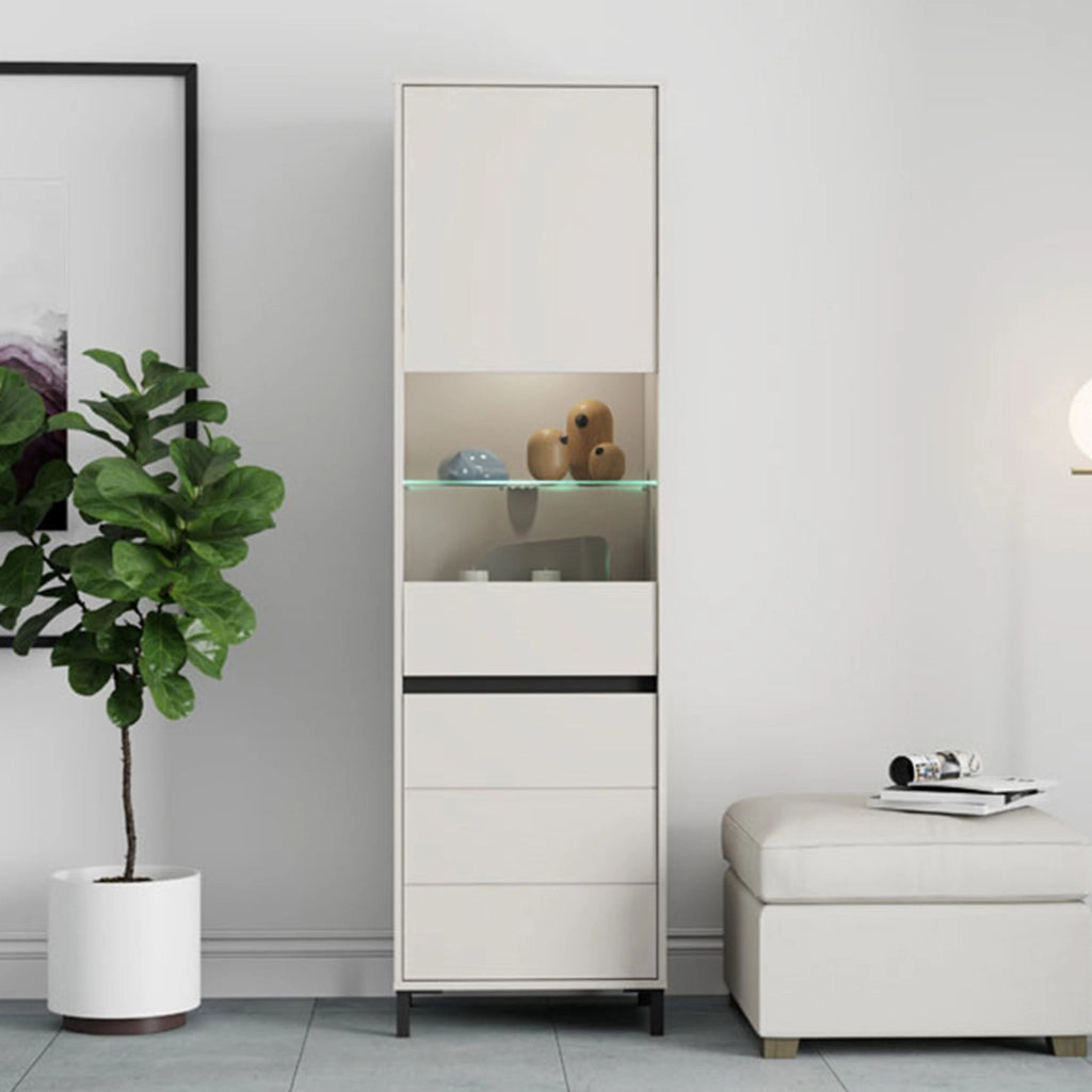 Mobile Espositore Ovodda, Vetrina 4 Ripiani, 55x40x193h cm Bianco Crema