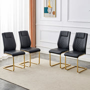 Sedie da Pranzo in Similpelle Nera ¨C MINIMAL ¨C Set 4 Pezzi, Gambe Metallo Oro, Schienale Design