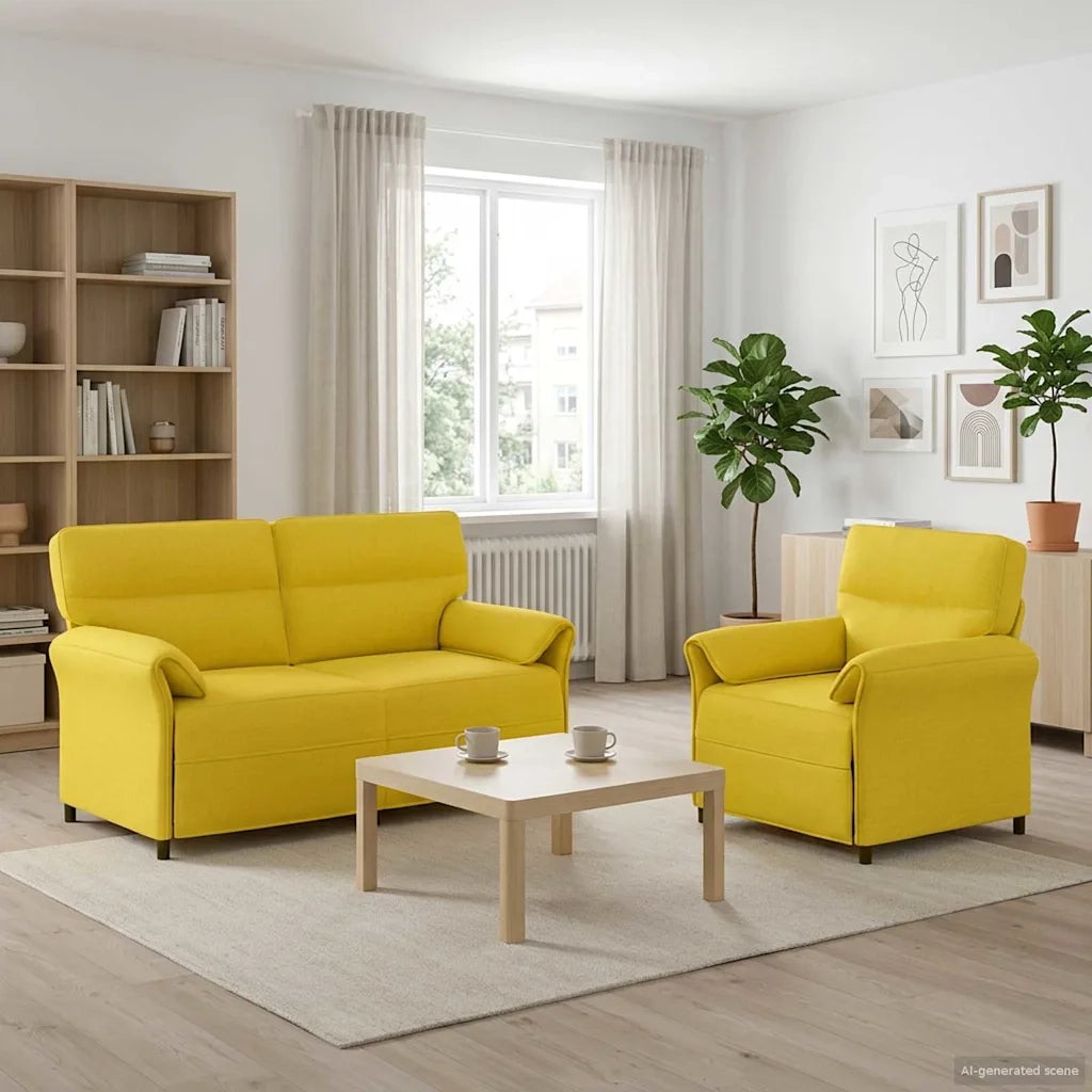 Set di divani 2 pz Giallo Chiaro Tessuto 3424867