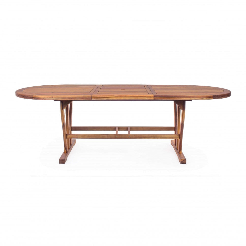 Tavolo Allungabile Ovale Double 180/240x100x74 h cm in Legno di Acacia Marrone