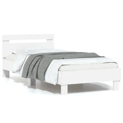 Giroletto con Testiera-Struttura letto con testiera Bianco 90x200 cm in Legno Multistrato