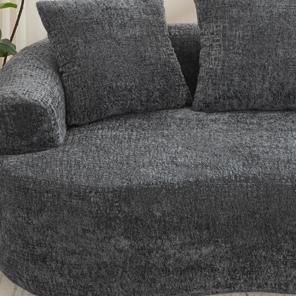 Divano 2 Posti Curvo in Chenille con Cuscini ¨C MINIMAL ¨C Tortora