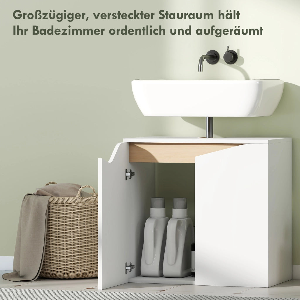 Mobile Sottolavabo Bagno con Ante a Chiusura Morbida ¨C Zephmum ¨C Bianco 60x35x57.9 cm