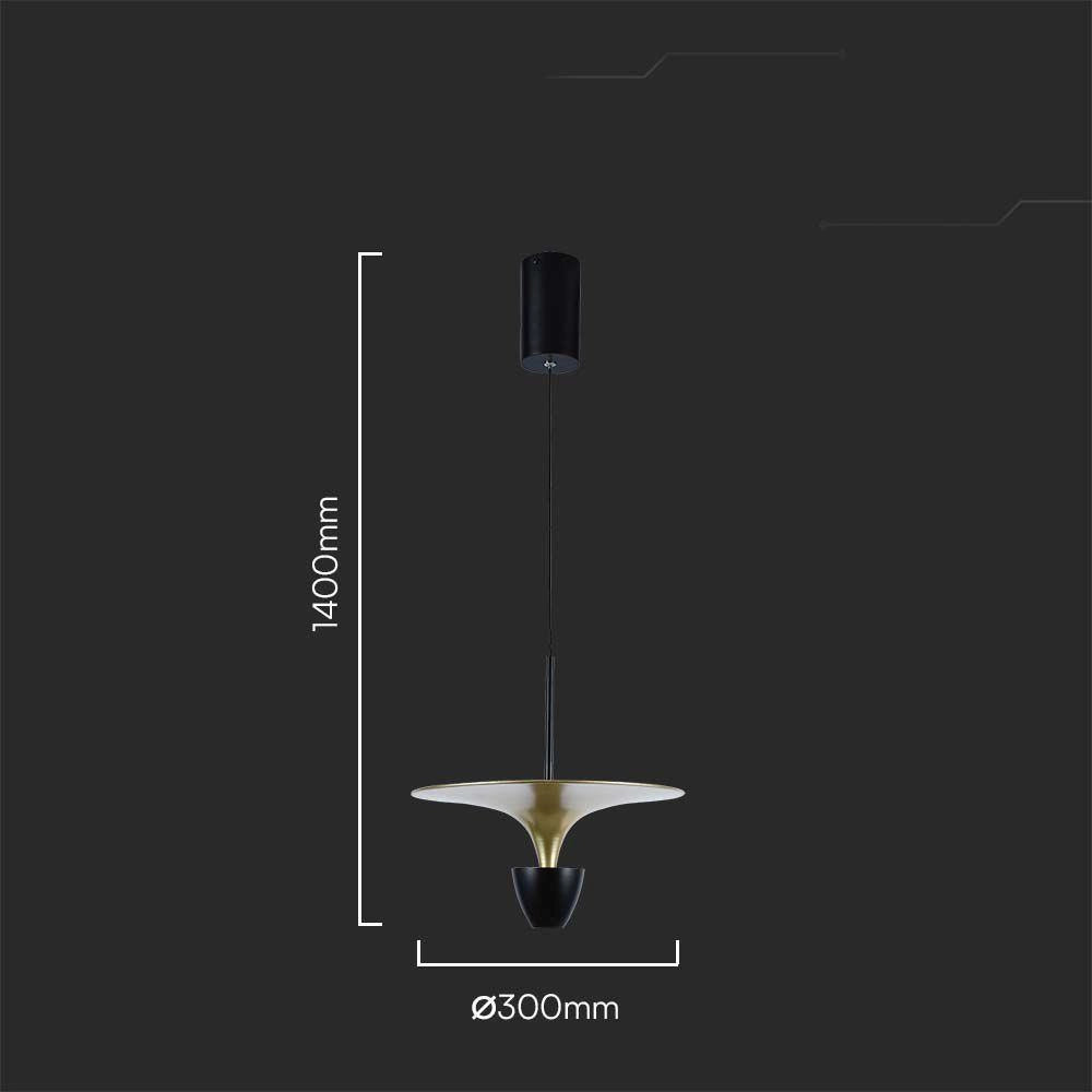 Lampada a sospensione LED 3000K oro/nero 30cm V-TAC VT-7832