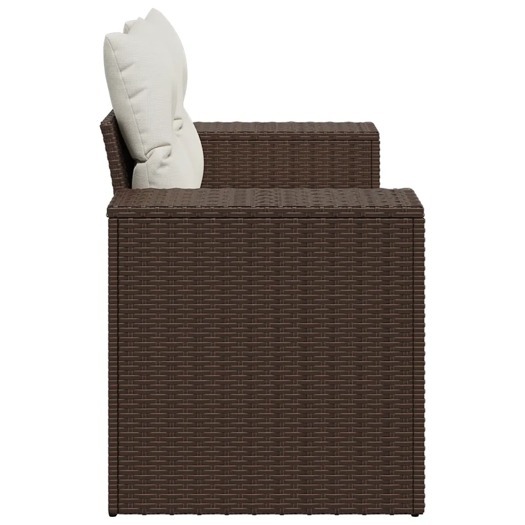 Divano da Giardino a 2 Posti con Cuscini in Polyrattan Marrone 366212