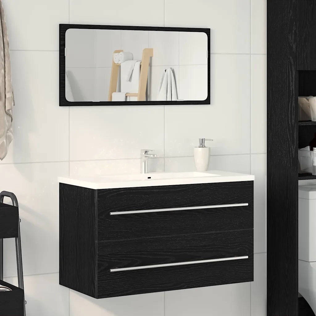 Mobile Lavabo da Bagno Rovere Nero 80x38,5x48 cm in Truciolato 862535