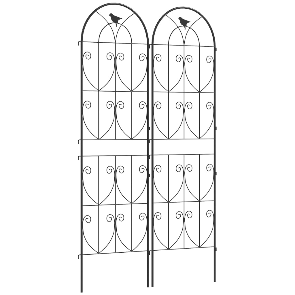 Graticcio per piante rampicanti con uccelli ¨C zephmum ¨C nero metallo 50x180 cm