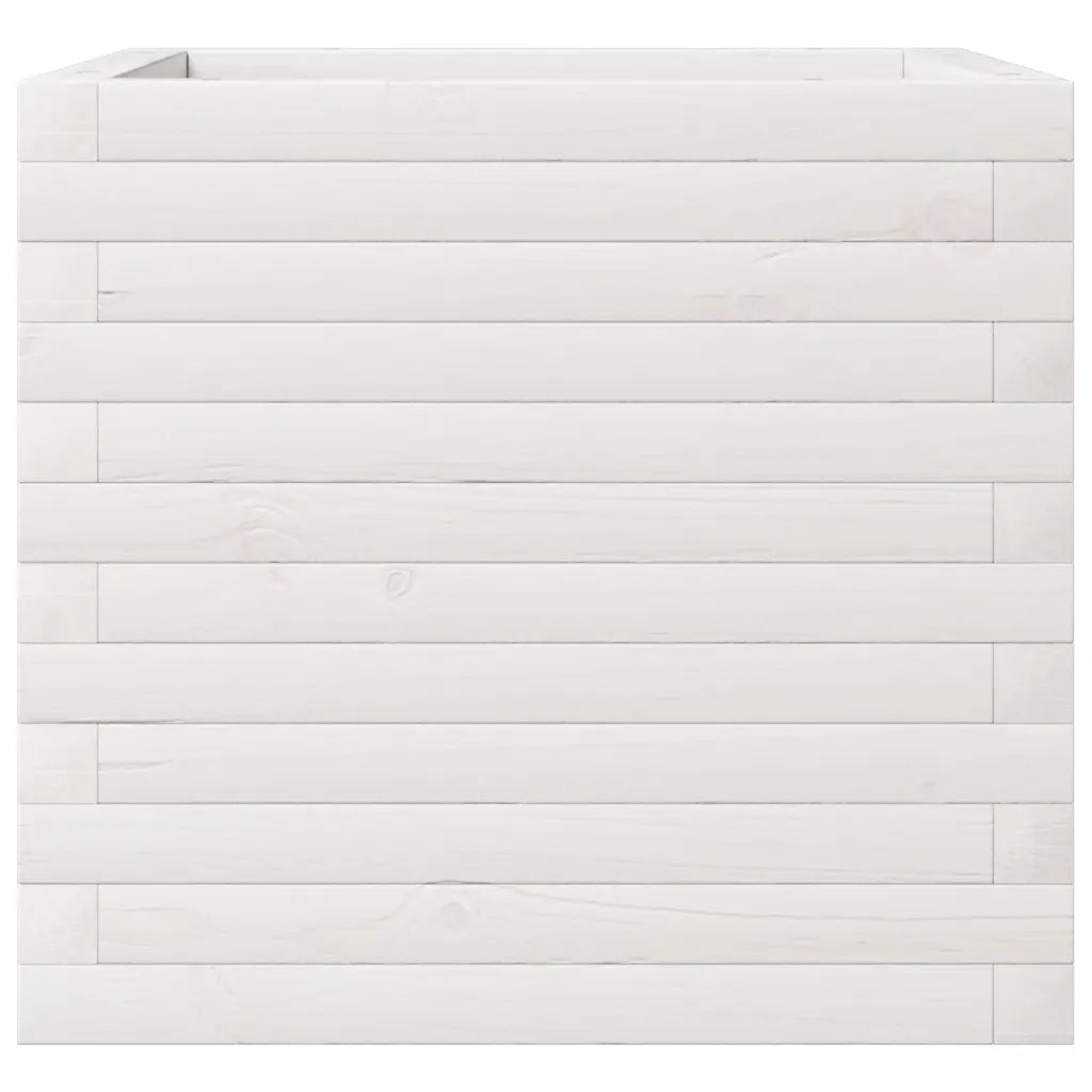 Fioriera da Giardino Bianca 50x50x45,5cm Legno Massello di Pino 847244