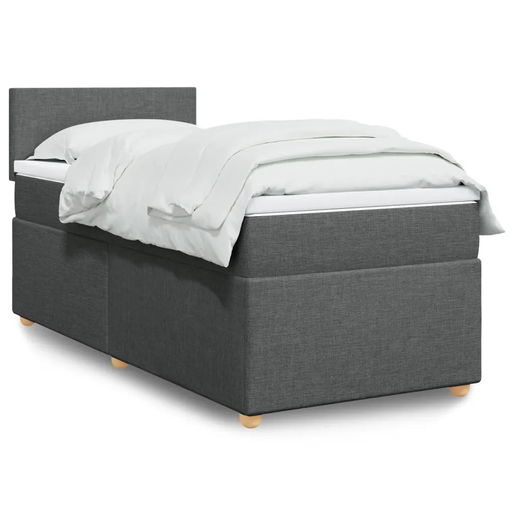 Letto singolo | Letto per adulti | Giroletto a Molle con Materasso Grigio Scuro 80x200 cm Tessuto