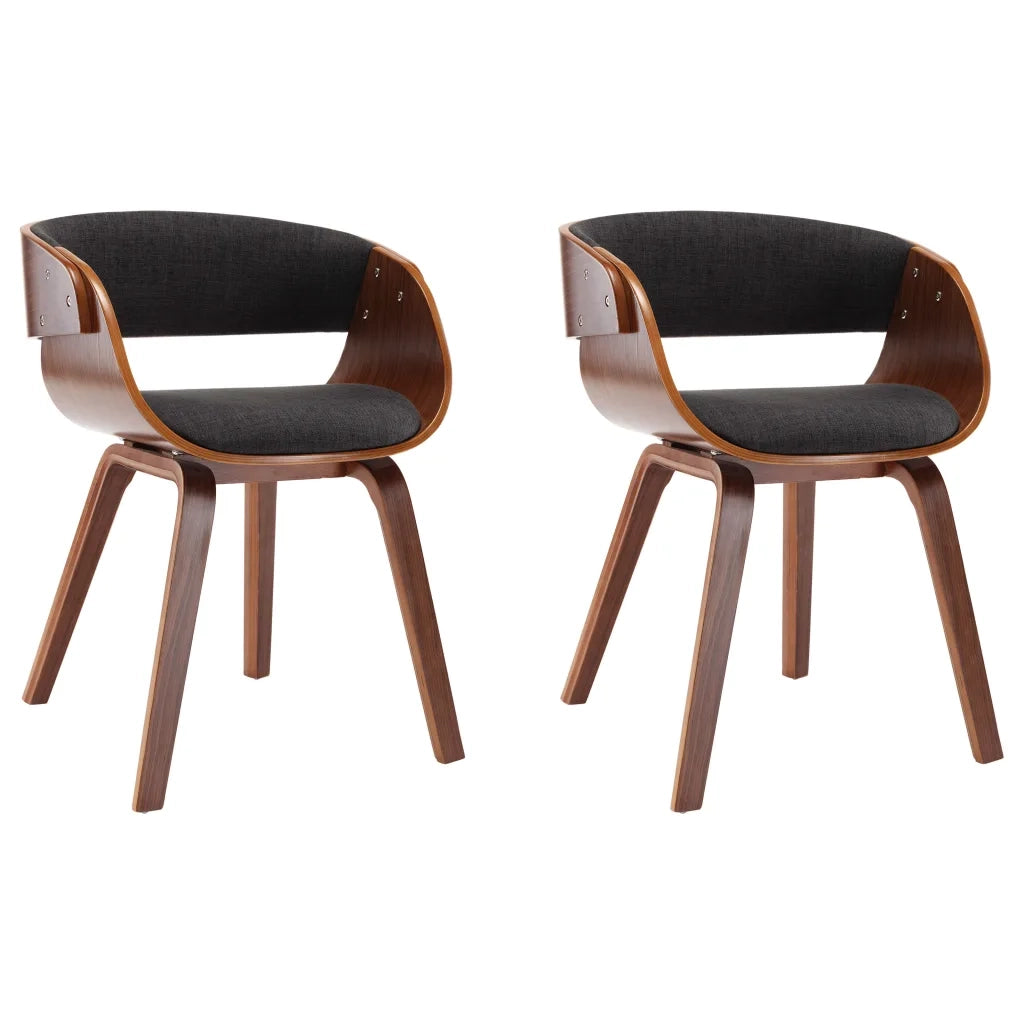 Sedie da Pranzo 2 pz Legno Curvato e Tessuto Grigio 278859
